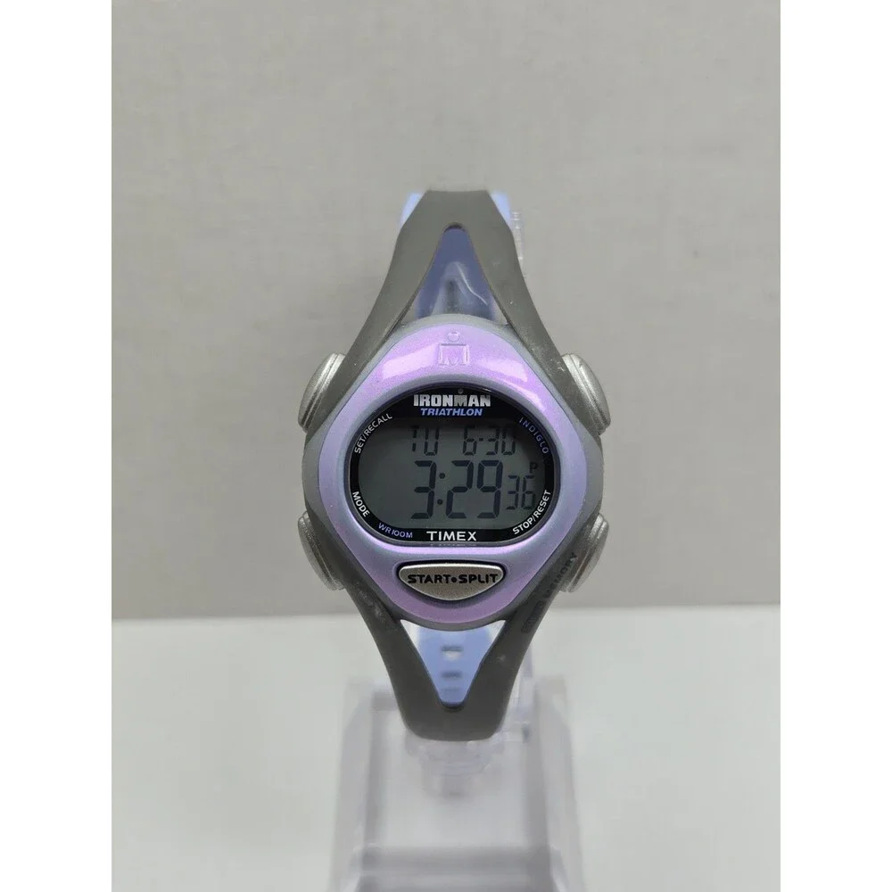 Timex Ironman Triathlon 50 Lap Purple Gray WR 100M Indiglo Watch New Battery